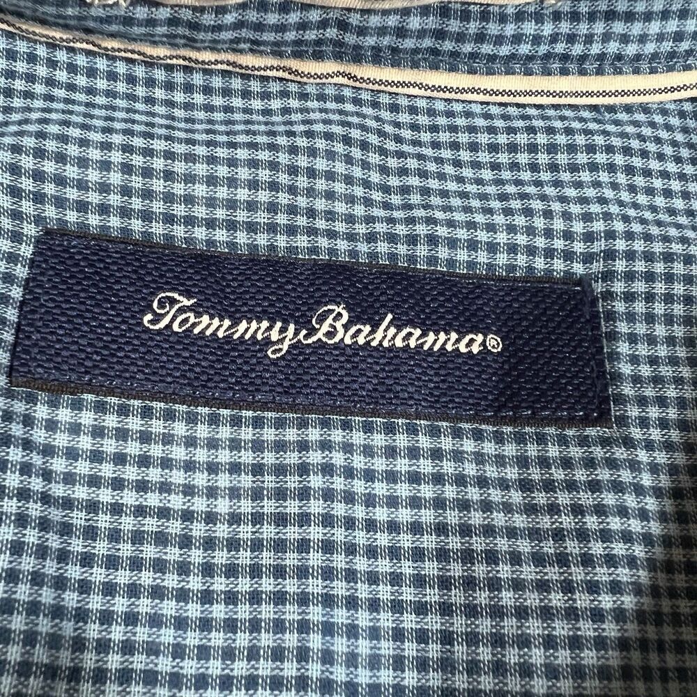 Tommy Bahama 100% Cotton Blue White Plaid Long Sleeve Button Down Shirt Men's XL - Picture 7 of 10